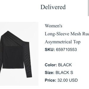 A&F Women's Long-Sleeve Mesh Ruched Asymmetrical Top